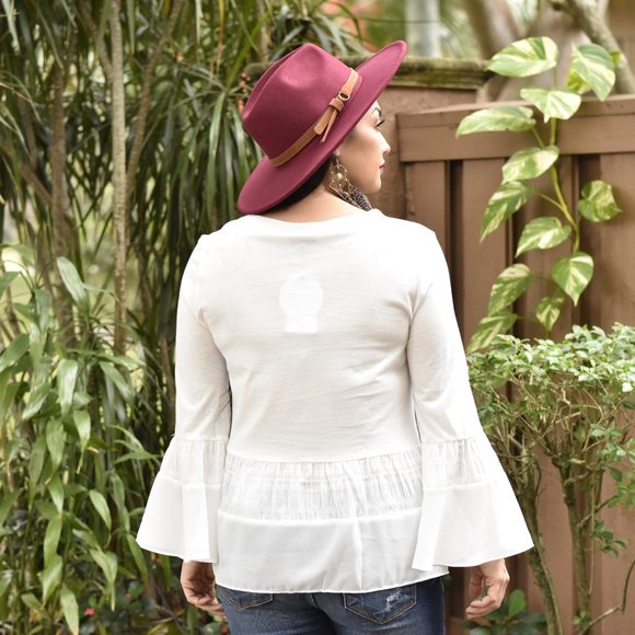 White Bell Sleeve top - Picture 2 of 3